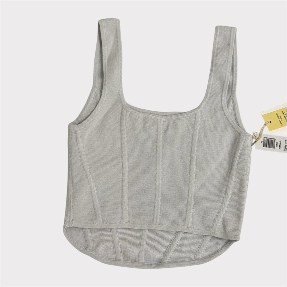 Aritzia Wilfred Natalie Top | Frozen Grey | Small | NWT | Minimalist Crop Knit - Picture 4 of 6